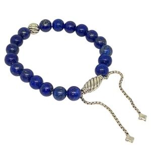 David Yurman Spiritual Beads Lapis Lazuli Sterling Silver Adjustable Bracelet